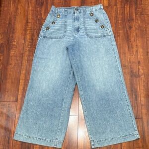 Nautica Light Blue Wide Leg High-Rise Jeans with Button-Accent Pockets